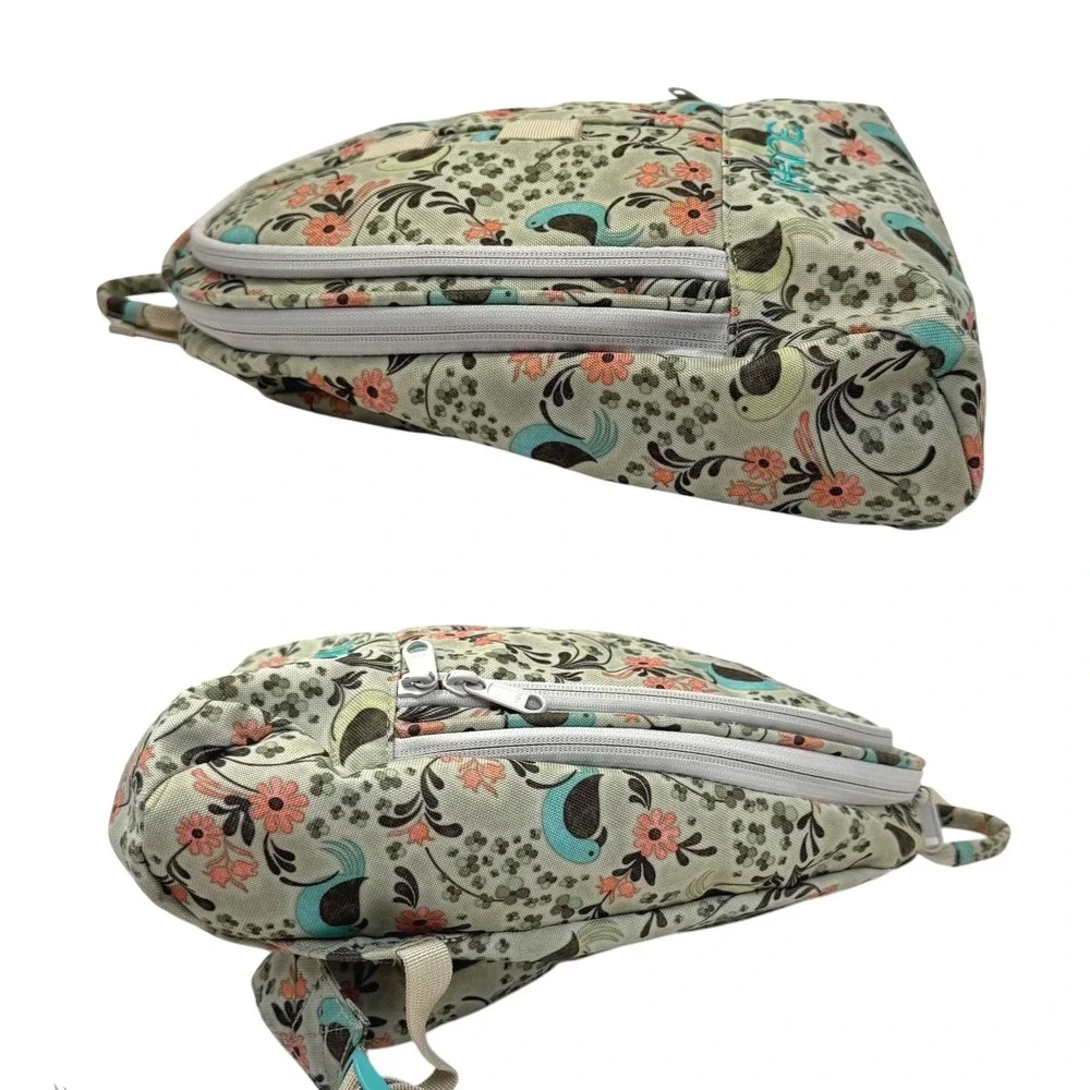 Dakine Cosmo 6.5L Mini Backpack Green Bird Floral Print Travel Bag Embroidered